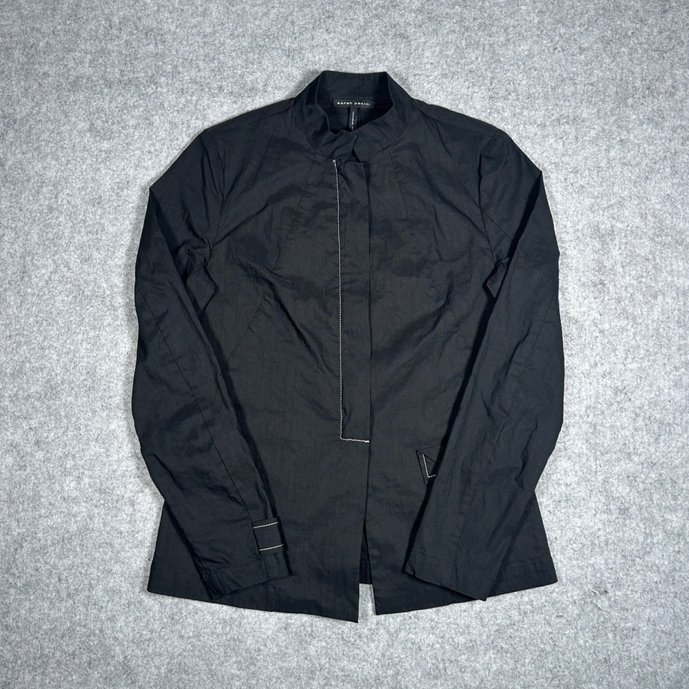 Sarah Pacini Jacket Women Size 0 Black Linen Blend Minimalist Avant Garde Italy